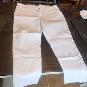 Denim 24/7 White Cotton Blend Pants Laced Up Sides Size 16W